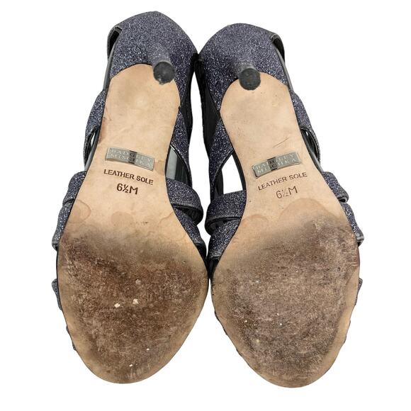 Badgley Mischka Junebug Criss Cross 4" Heels 6.5 Charcoal Glitter - Picture 7 of 14